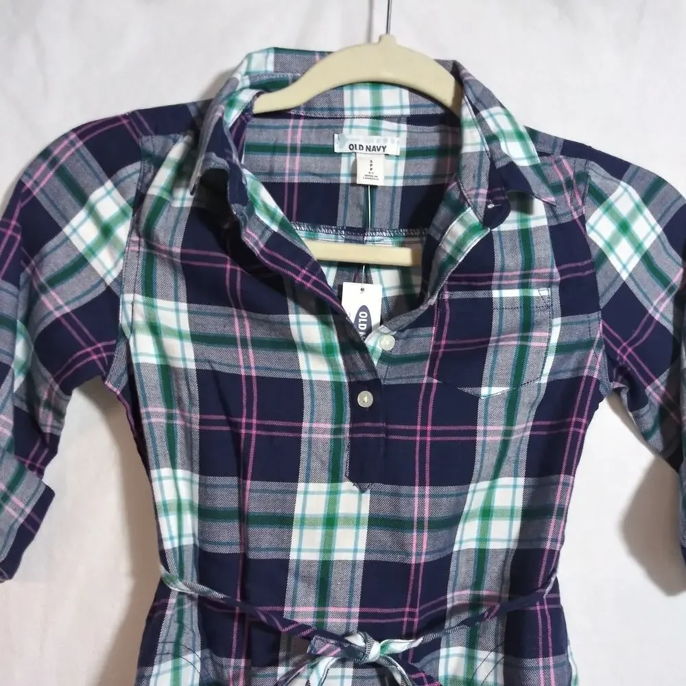 Old Navy Plaid Shirt Dress Casual Popover Girls Size S